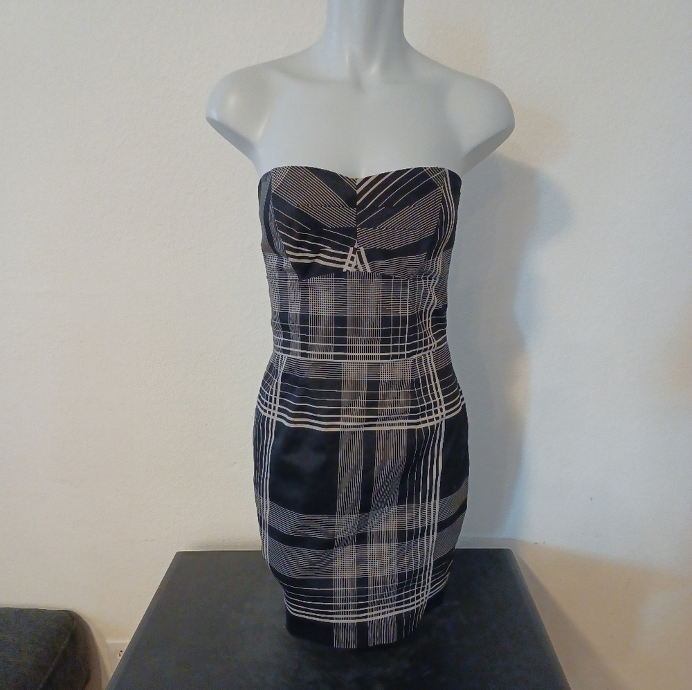 Strapless Black and Cream Dress by Warehouse